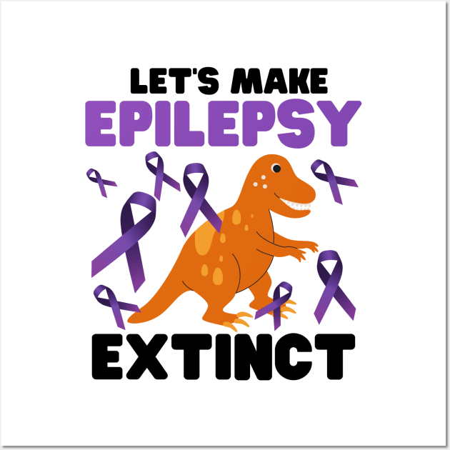 Epilepsy Extinct T-Rex Epilepsy Awareness Month Wall Art by oneduystore